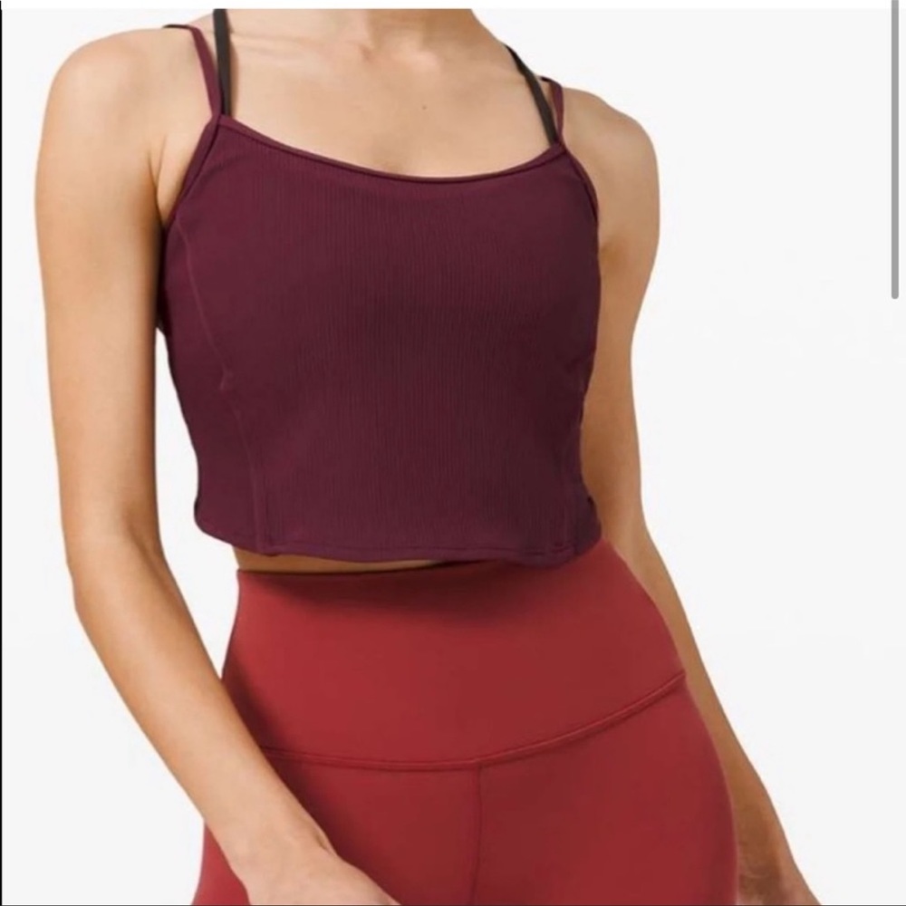 Lululemon Cropped Twist Back Tank in Maroon